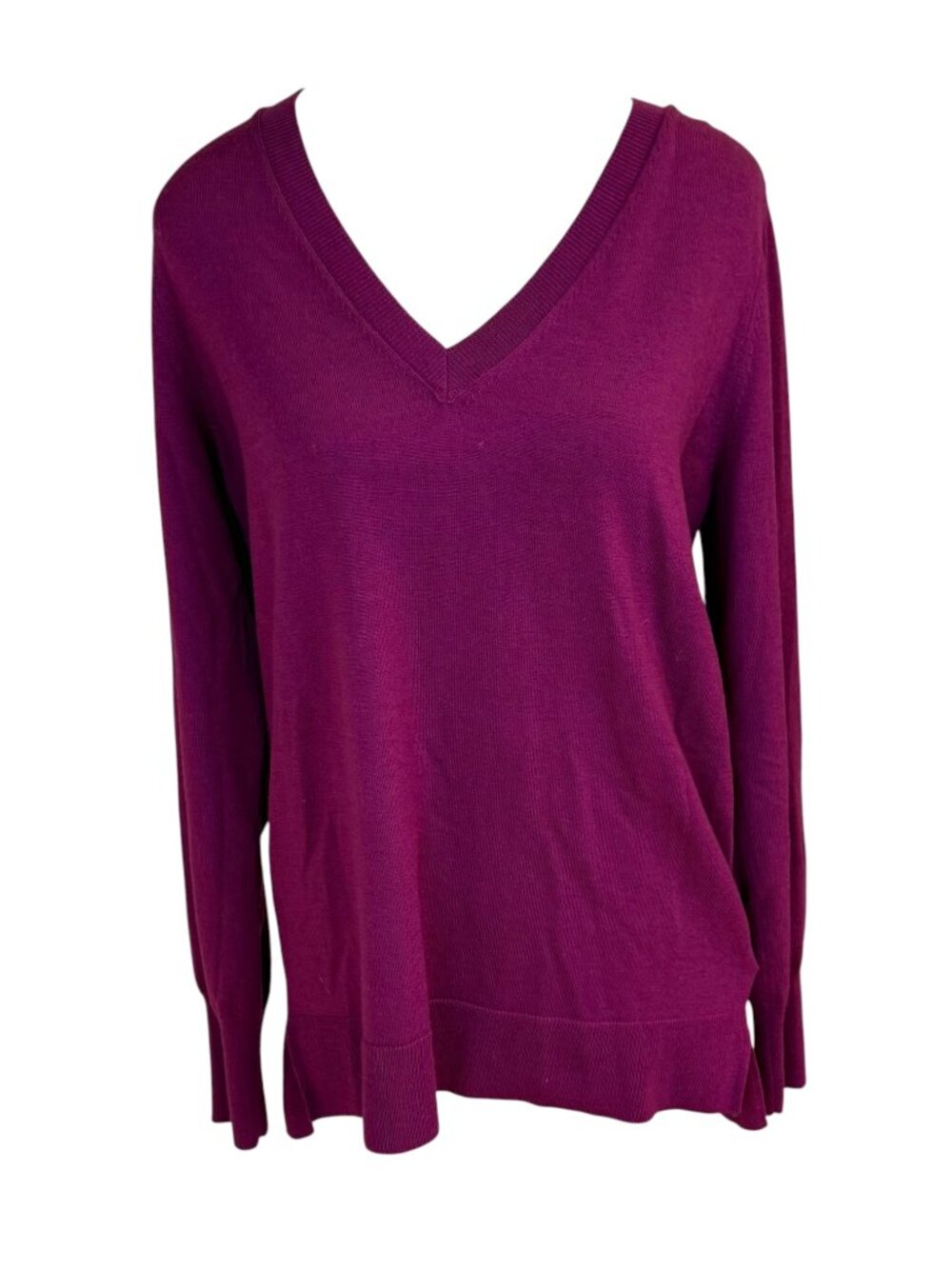 Men’s Banana Republic Sweater Extra Fine Merino Wool Burgundy V-Neck (L)